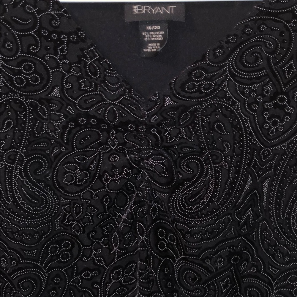 Lane Bryant black velvet decorated shirt